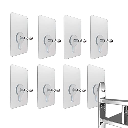 Rethan Adhesive Wall Hooks, 8pcs Heavy Duty Wall Hooks Self Adhesive Hook Strong Nail Transparent Screw Holder Self-Sticking Wall Hooks for Bathroom Kitchen Wall Hanging Ceiling, Screw Net Length 8mm