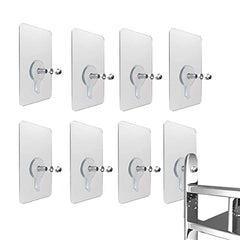 Rethan Adhesive Wall Hooks, 8pcs Heavy Duty Wall Hooks Self Adhesive Hook Strong Nail Transparent Screw Holder Self-Sticking Wall Hooks for Bathroom Kitchen Wall Hanging Ceiling, Screw Net Length 8mm
