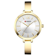 Curren 9012 Quartz Movement Round Dial Stainless Steel Strap Waterproof Women Watch - Gold, White