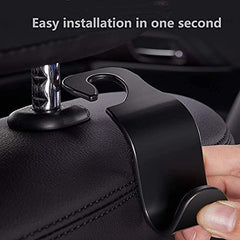 Sulfar Universal Vehicle Car Backseat Headrest Hanger Storage Organizer, Black Car Back Seat Headrest Hooks, Car Seat Accessory For Handbags, Purses, Coats, And Grocery Bags, Bottle Holder 4-Pack