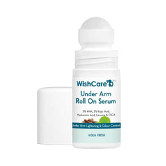 WishCare Underarm Roll On Serum - 5% AHA, 3% Kojic Acid, HA, Licorice - Underarm Lightening & Odour Control - Long Lasting Aqua Fragrance-50ml