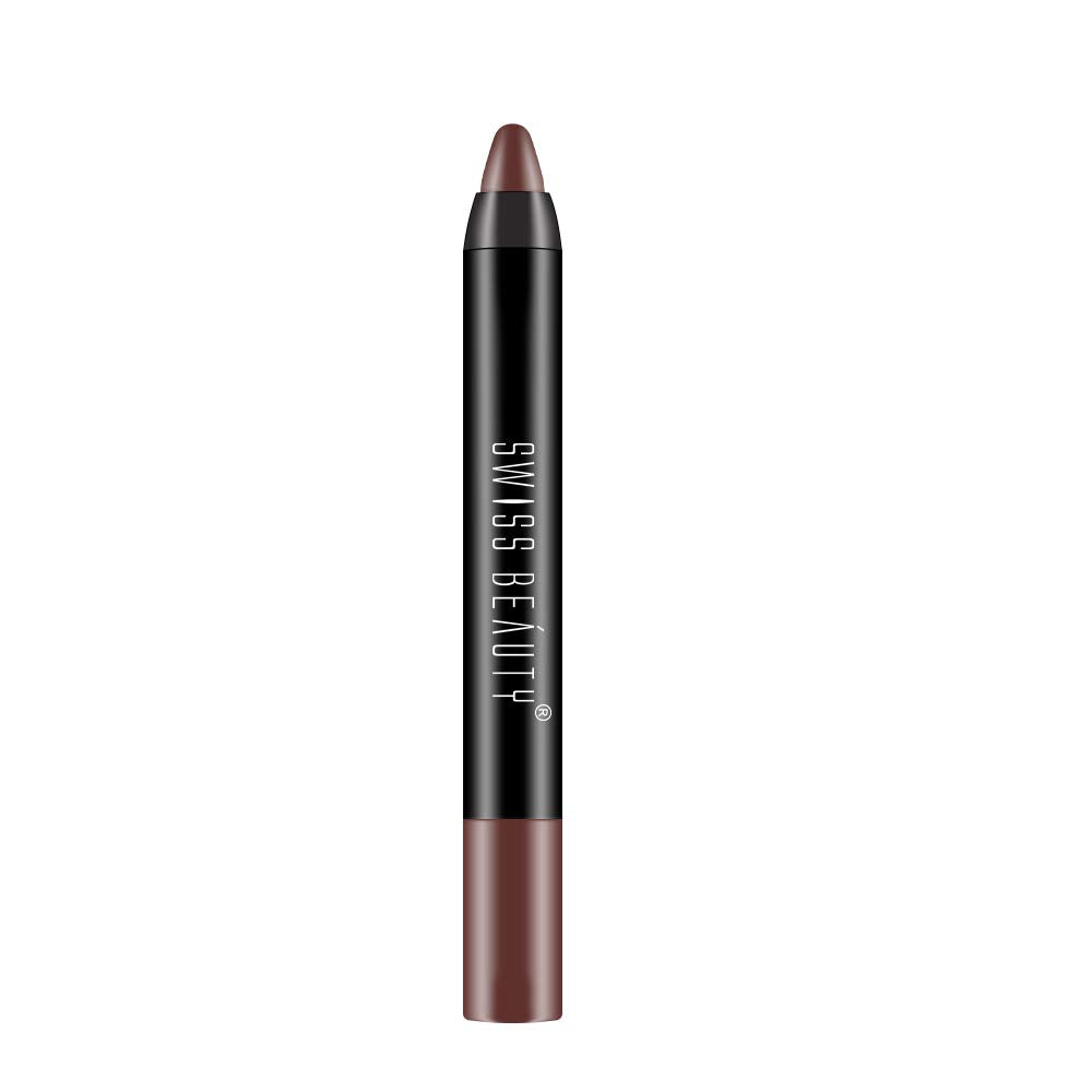 Swiss Beauty 12 Hrs. Stay Matte Lip Crayon, Chocobar, 3g - Long Lasting, Waterproof, Super Stay, Matte Finish Lip Crayon, Long Wear, Crayon Lipstick