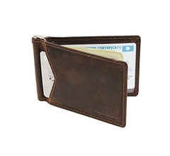 SERMAN BRANDS RFID Blocking Wallet Slim Bifold - Genuine Leather Minimalist Front Pocket Wallets for Men with Money Clip Gift - Canyon Red Rogue