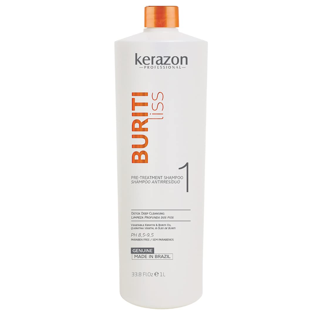 Kerazon Professional Brazilian Keratin Pre Treatment Shampoo Clarifying Anti-residue 33.8oz/1L Buriti Liss