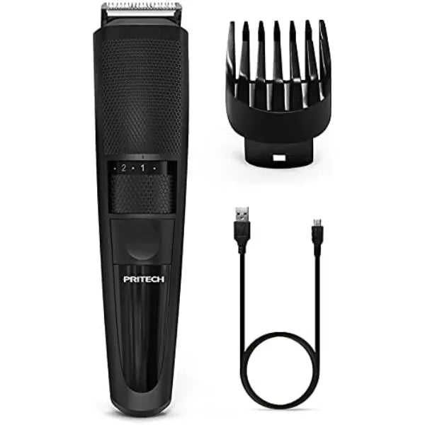 PRITECH Electric Hair Clipper Cordless Beard Trimmer for Men Professional Barber Clippers, Hair Clipper with Comb Attachment and 20 Adjustable Settings, Washable Black