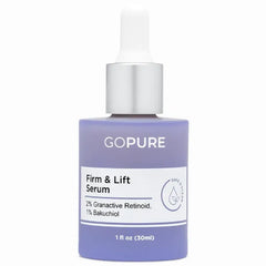 goPure Actives Firm & Lift Serum - Anti-Aging Serum with Retinol for more Smooth, Even-Texture and Glowing Skin, and Antioxidant Bakuchiol for Collagen Support and Firmer-Looking Skin - 1 fl oz
