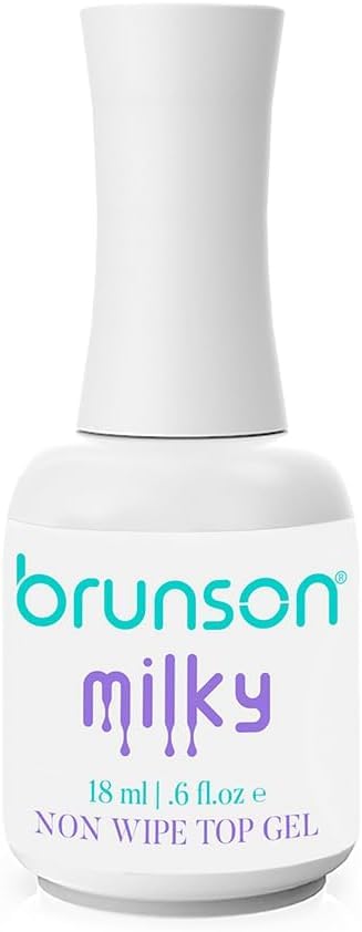 Brunson Milky Top Coat Gel Nail Polish, 18ml Gel Nail Polish Top Coat, Soak Off LED/UV No Wipe Gel Top Coat Nail Polish, Gel Nail Polish Set
