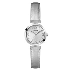 GUESS Women's 28mm Watch - Silver Strap Silver Dial Silver Tone Case