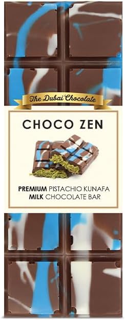 Choco Zen Dubai Chocolate Premium Pistachio Kunafa Milk Chocolate Bar - 65g