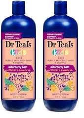 Dr Teal's Kids 3 in 1 Bubble Bath, Body Wash & Shampoo Elderberry & Vitamin C 591ml (Pack of 2)