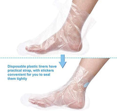 Premify 100pcs Paraffin Wax Foot Bath Liners | No Leakage Plastic Feet Covers Disposable Therapy Bags, Spa Pedicure Accessories For Women Men With 100 Stickers