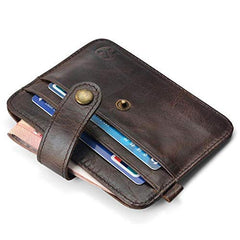 Small Wallet Men Hasp Mini Purse Wallets For Male Genunie Leather Business Men'S Clutch Credit Card Holder - Brown