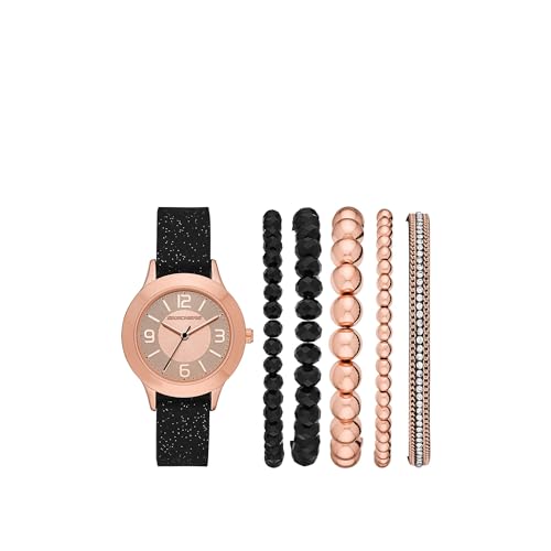 Skechers Women's Watch and Stackable Bracelet Gift Set - Black