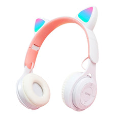 X Spring Bluetooth 5.0 Wireless Cat Ear Kids Headphones, Foldable With Mic and LED Light, Headset for Kids, Women and Adults Gamer