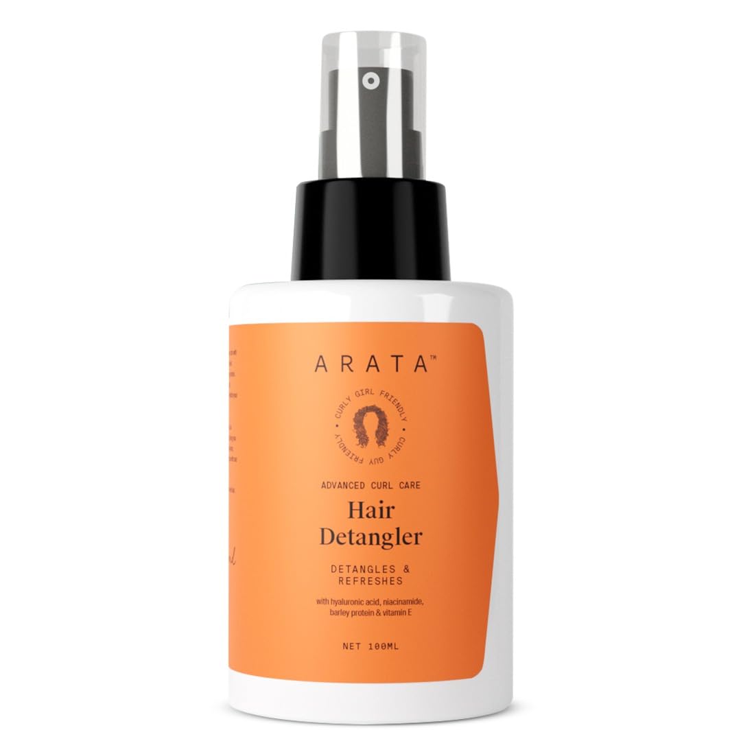 Arata Hair Detangler for Frizzy, Wavy, Curly, Coily hair | Detangles Knots Easily | Refreshes Curls | Adds Shine | With Hyaluronic Acid, Niacinamide, Barley Protein & Vit E | Toxin Free - 100ml