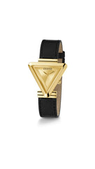 GUESS Ladies 34mm Watch - Black Strap Champagne Dial Gold Tone Case
