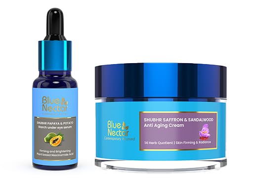 Blue Nectar Dark Circles Under Eye Serum with Plant Based Niacinamide from Potato (30ml) along with Anti-Aging Face Moisturizer for Women for Deep Moisturization ( 50g