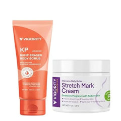 Vigority Skin Care Set KP Bump Eraser Body Scrub and the Stretch Mark Prevention Cream
