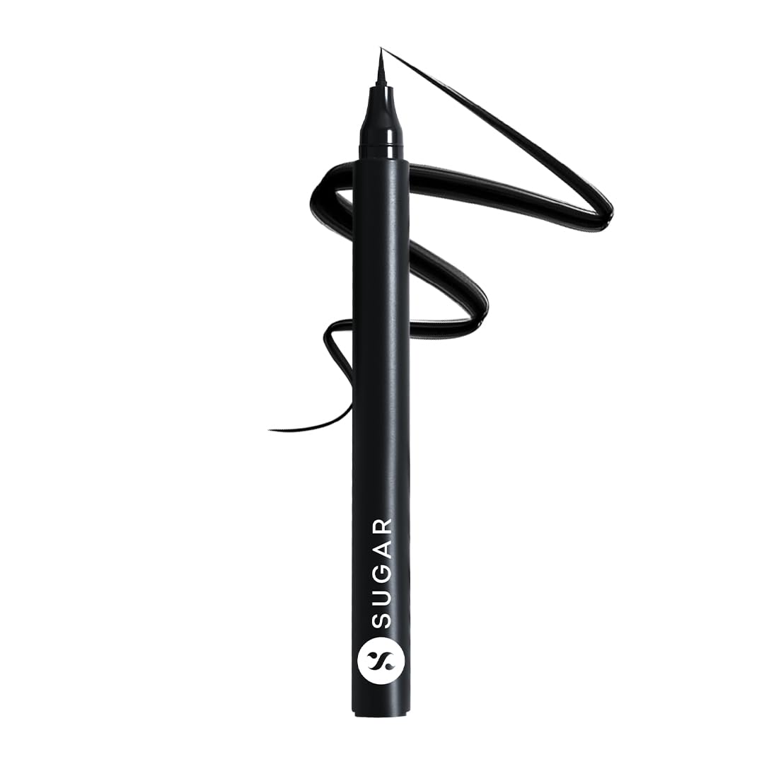 Sugar Cosmetics Wingman Microliner 01 I Will Be Black Waterproof Fine Tip, Jet Black Formula, Smudge Proof, Multicolor