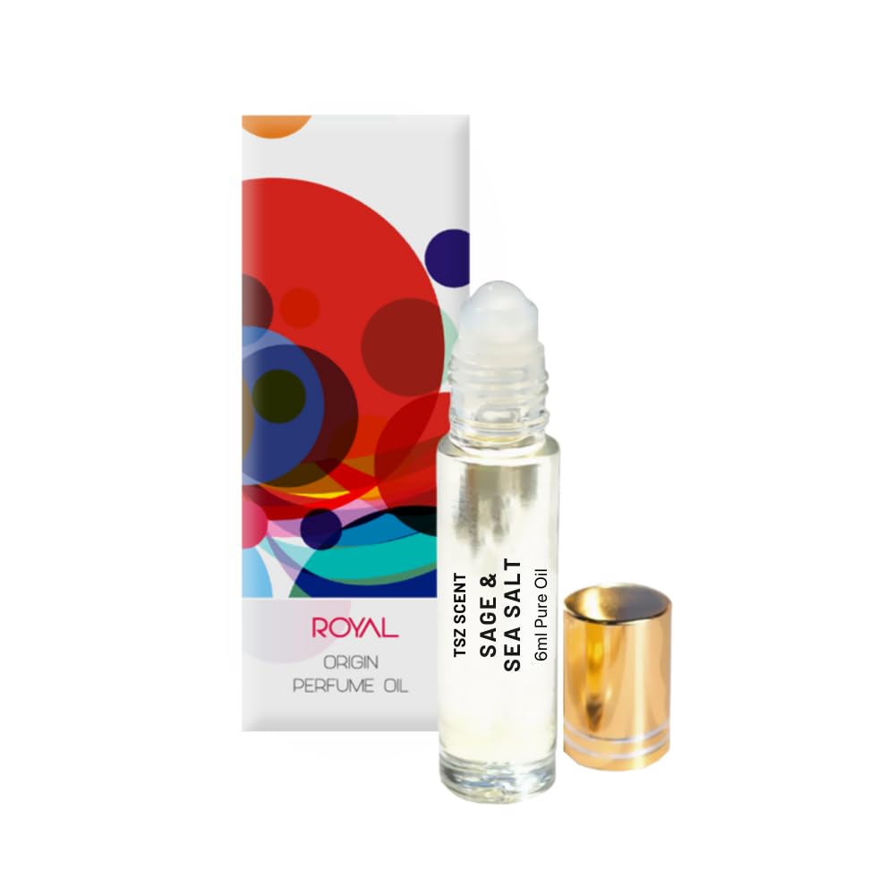 TSZ Scent Sage and Sea Salt Luxury Roll-On 6ml Fragrance Oil - Fresh Unisex Perfume - Crisp Marine & Citrus Scent - Long Lasting Fragrance Oil For Men and Women