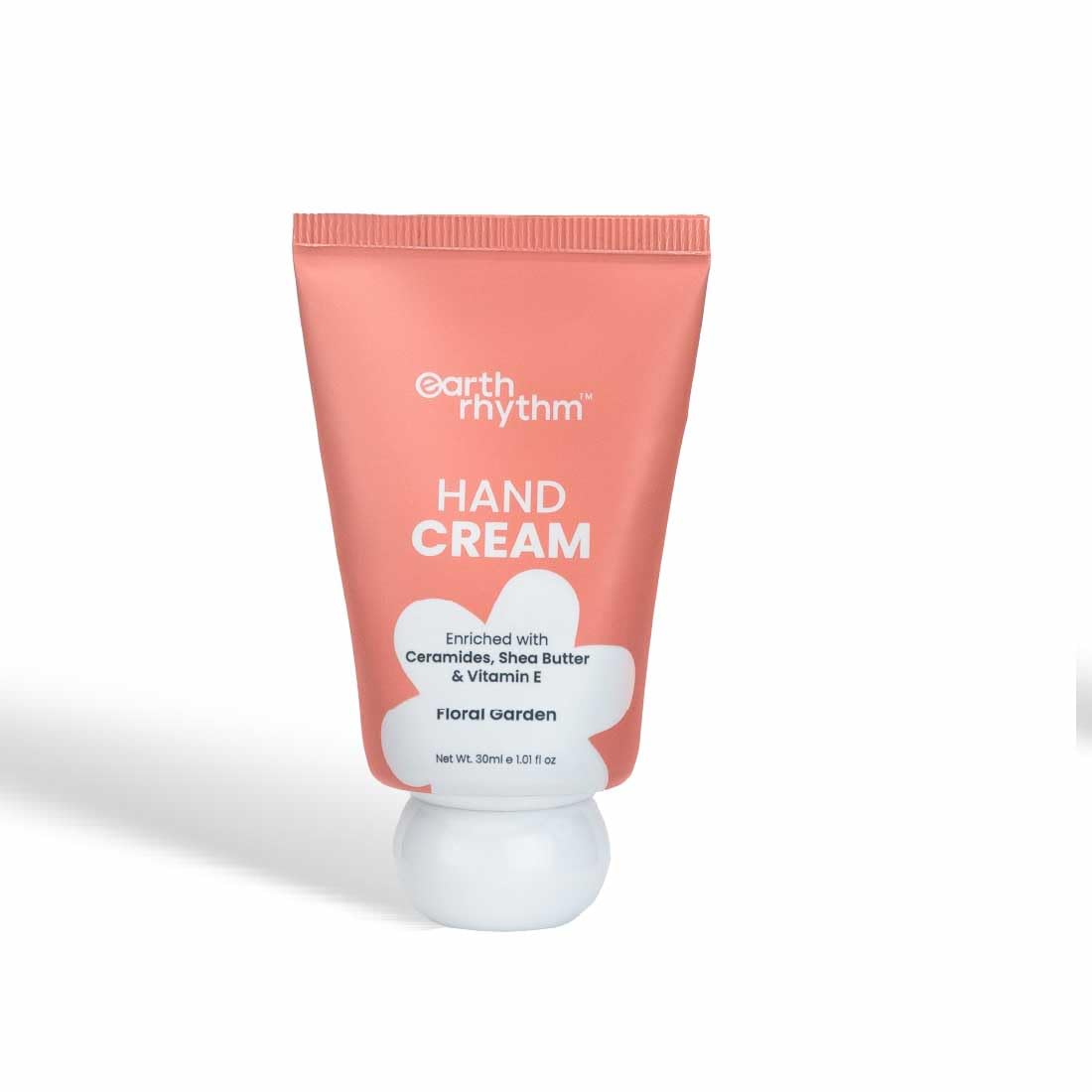 Earth Rhythm Hand Cream - Floral Garden for Dry & Rough Hand, Intense Moisturization Non Greasy, Fast Absorbing Enriched with Ceramides, Shea Butter, Cacao Seed Butter for Men & Women - 30gm