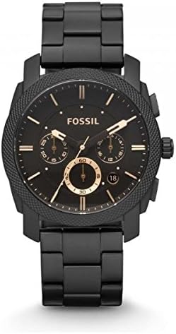 Fossil Machine Men's Black Dial Stainless Steel Band Chronograph Watch - Fs4682, Analog black  Display