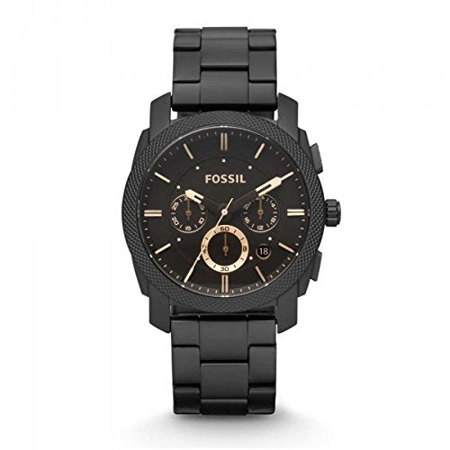 Fossil Machine Men's Black Dial Stainless Steel Band Chronograph Watch - Fs4682, Analog Display