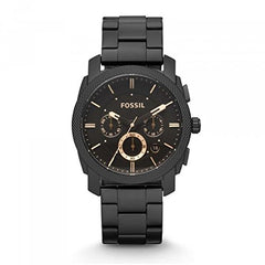 Fossil Machine Men's Black Dial Stainless Steel Band Chronograph Watch - Fs4682, Analog Display