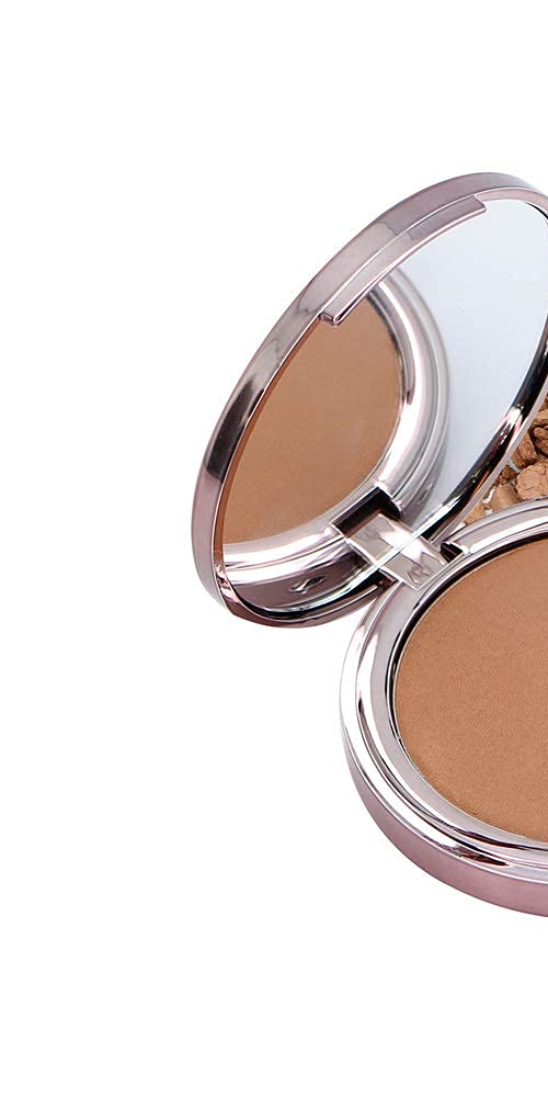 Girlactik USA. 2-in1 Compact Face Pressed Powder & Contour Bronzer. Weightless, Buildable Coverage. Velvet Finish. -Deep