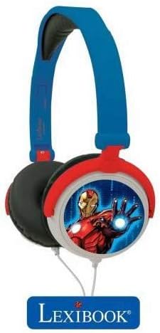 Lexibook Marvel The Avengers Iron Man Stereo Headphone, kids safe, foldable and adjustable, red/blue