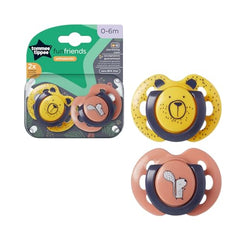 Tommee Tippee Fun Style Soothers for Newborns, Symmetrical Orthodontic Design, BPA-Free Silicone Baglet, Includes Steriliser Box, 0-6m, Pack of 2 Dummies, Yellow