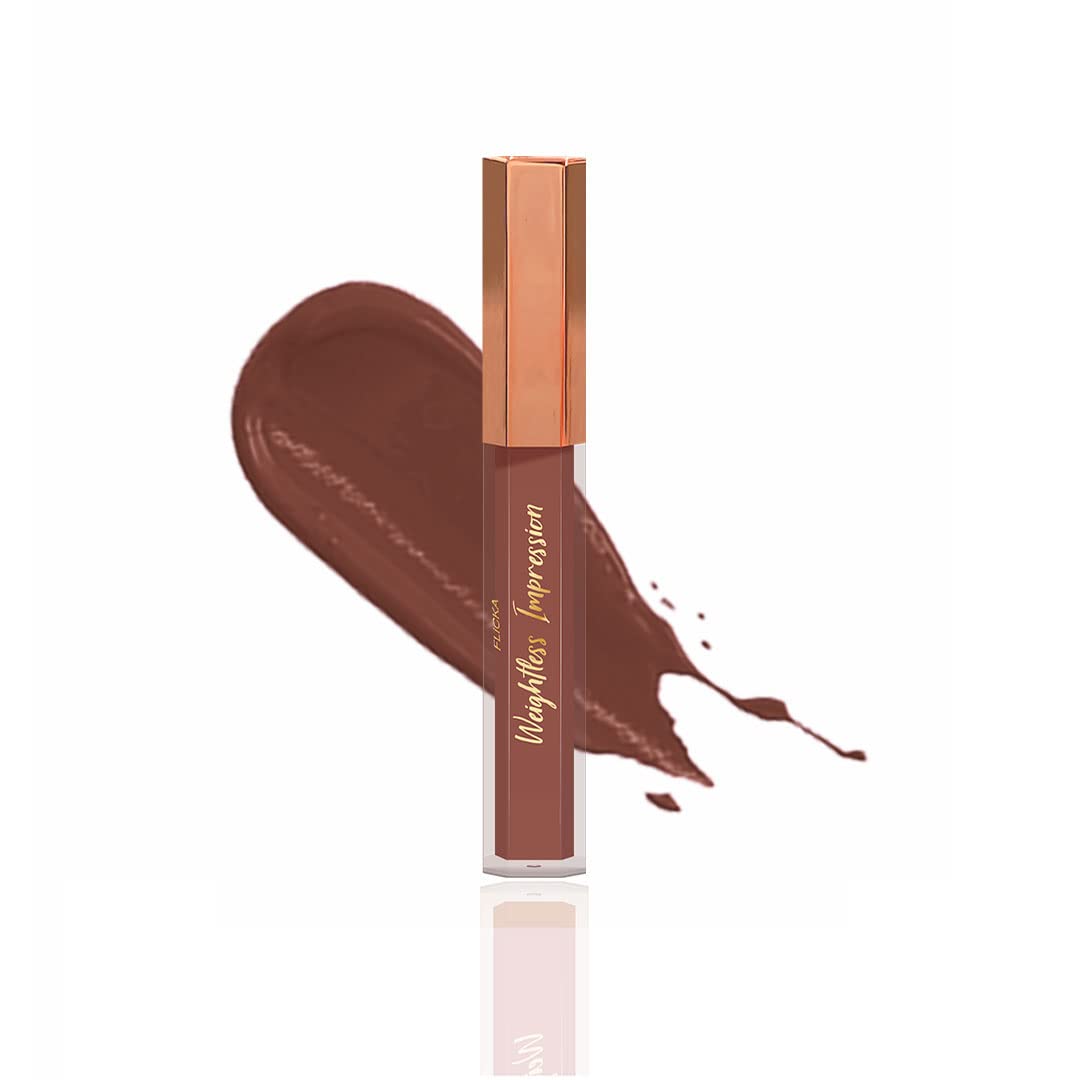 FLiCKA Weightless Impression Liquid Lipstick| Enriched With Vitamin E, Matte Finish, Moisturizing, Creaseless Formula, 1.6ml
