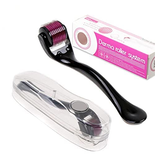 Derma Roller Face Skin Care System Titanium 540 Micro Needle Black With Hard Case 0.5mm