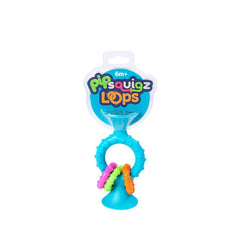 Fat Brain Toys Pipsquigz Loops – Teal, Vibrant Silicone Suction Cup Toy for Babies, Sensory Exploration, Fine Motor Skills Development, Rattling Sounds, and Soothing Gum Relief