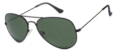 Vincent Chase Eyewear By Lenskart | Full Rim Aviator Branded Latest and Stylish Sunglasses | Polarized and 100% UV Protected | Men & Women | Medium | VC 5158/P-Pack of 1 | Frame Black / Green Lens