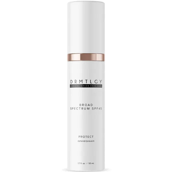 DRMTLGY Anti-Aging Clear Face Sunscreen SPF 45 – Oil-Free Zinc Oxide Sunscreen & Face Moisturizer for Sensitive & Acne-Prone Skin – Lightweight Makeup & Skin Care – FSA HSA Eligible (1.7 oz)
