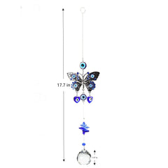 MENGSOOD Evil Eye Car Hanging Ornament Blue Evil Eye for Rear View Mirror Evil Eye and Good Luck Charm Window Hanging Sun Catcher Car Amulet Ornament for Protection & Blessing (1pcs Round)