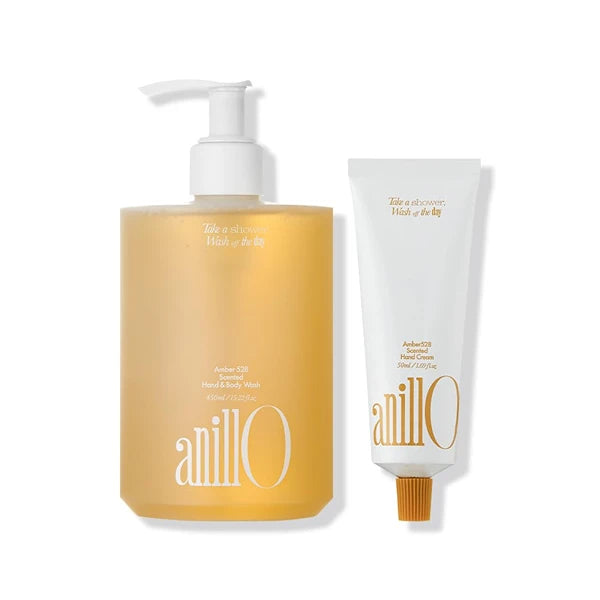 ANILLO Amber528 Hand & Body Care Set – Scented Hand & Body Wash + Hand Cream, Daily Body Care for All Skin Types, Amino Acid Formula, Vegan Body Care, Paraben Free