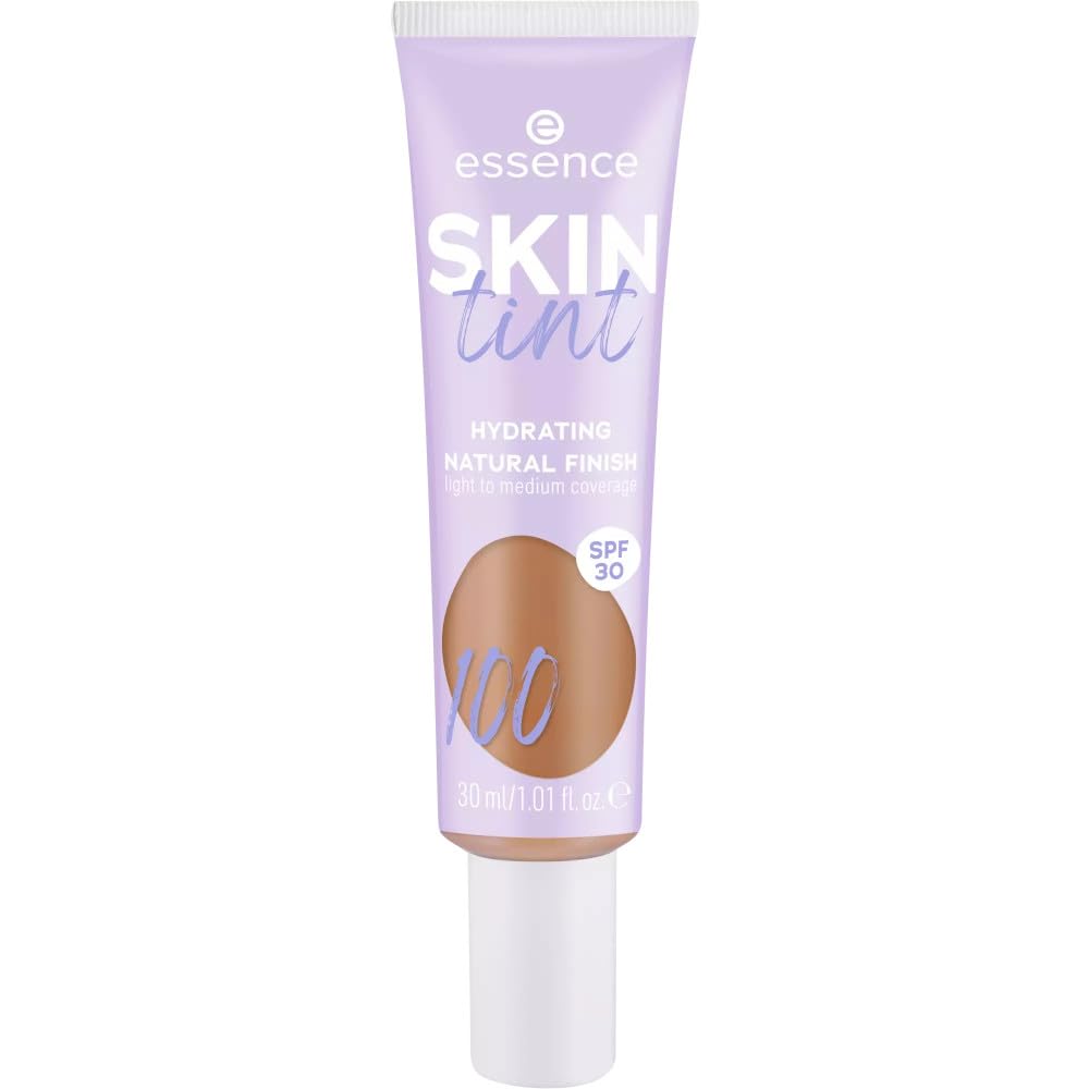 essence Skin Ink, Make-up, No. 100, Nude, Moisturising, Natural, Vegan, Oil-Free, UVA and UVB Filter + SPF 30, No Perfume, Pack of 1 (30 ml)