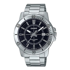 Casio Men's Watch - MTP-VD01D-1CVUDF Black Dial, Silver Band