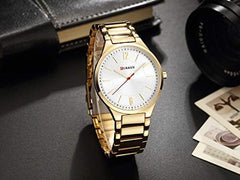 CURREN 8280 Male Quartz Watch Ultra-Thin Dial Stainless Steel Band Luminous Men Wristwatch Watches Relogio Masculino - GOLD