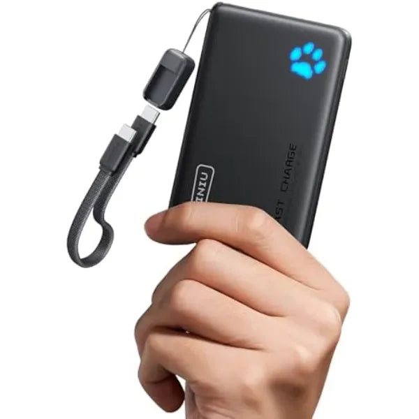 INIU 45W Fast Charging 10000mAh Portable Power Bank – Ultra Compact Travel Charger with Detachable USB-C Cable