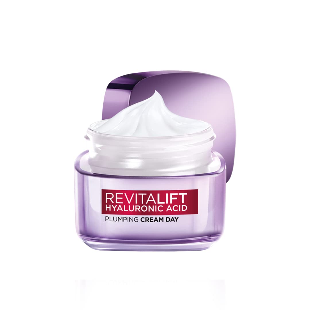 L’Oréal Paris Day Cream for Women, Hydrates and Replumps, For Radiant Skin, Revitalift Hyaluronic Acid, 50ml