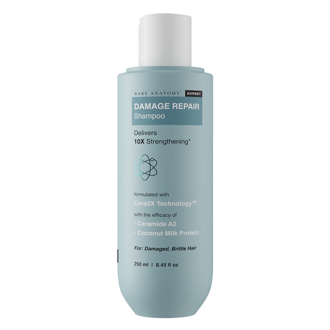 Bare Anatomy EXPERT Damage Repair Shampoo | Repairs and Strengthens up to 3x | For Damaged, Brittle & Weak hair | 250 ml