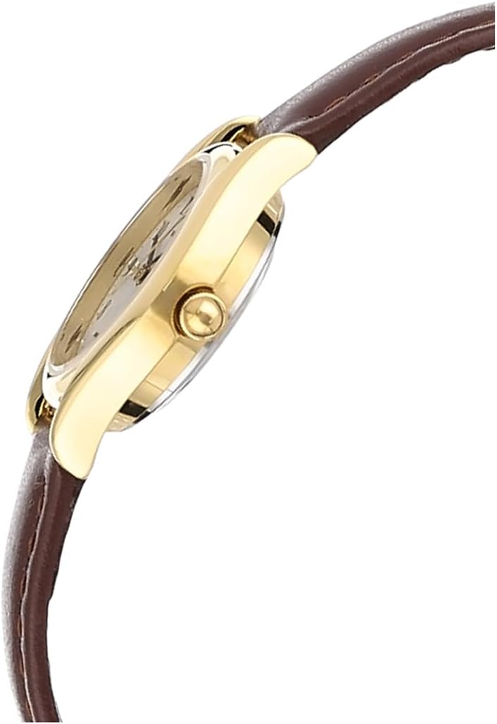 Casio Womens Quartz Watch, Analog Display and Leather Strap Light Brown/Gold White