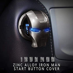 Showay Ring Cover Iron Man Car Interior Parts, Auto Engine Ignition Start Stop Button Replacement-Start Stop Trim Protector Key Ring Circle