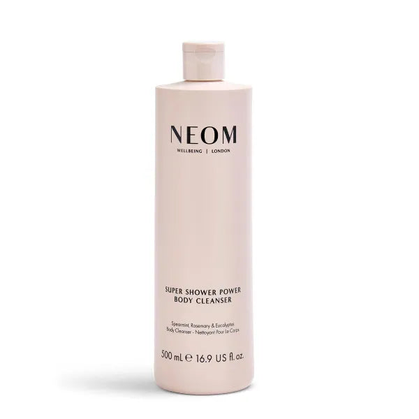 NEOM Super Shower Power Body Cleanser Shower Gel, 500ml | Spearmint, Rosemary & Eucalyptus | Invigorating Fragrance, Hydrating & Nourishing | 100% Natural Fragrance