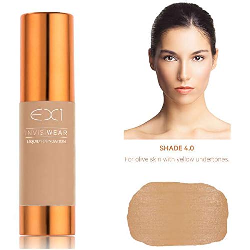 EX1 Invisiwear Liquid Foundation in Shade 4.0 - for Asian Olive Skin Tone with Yellow Undertones