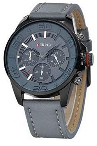 CURREN Men's Analog Leather Watch - Gray