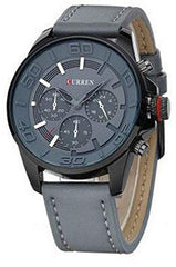 CURREN Men's Analog Leather Watch - Gray